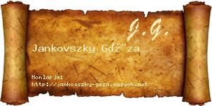 Jankovszky Géza névjegykártya
